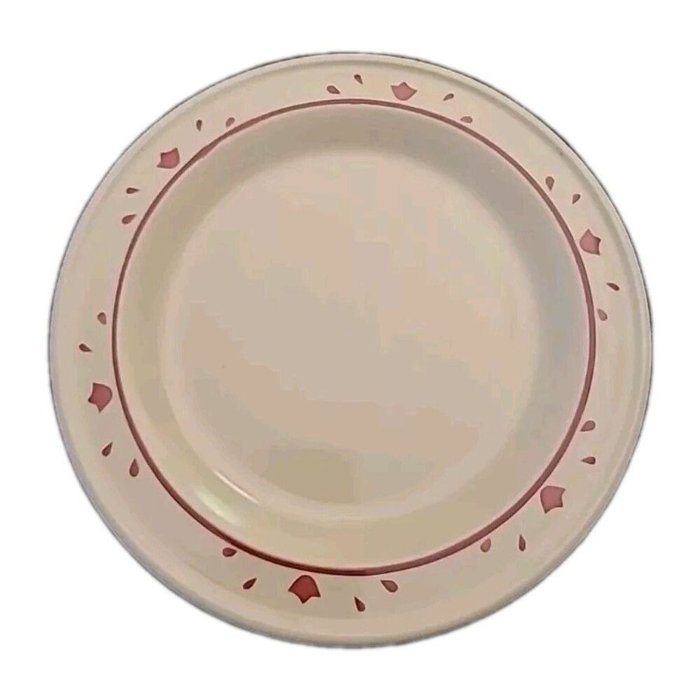 Vtg* Roseville Ohio Pottery * Beige Burgundy Friendship Ceramic Plate 7 3/4 In.